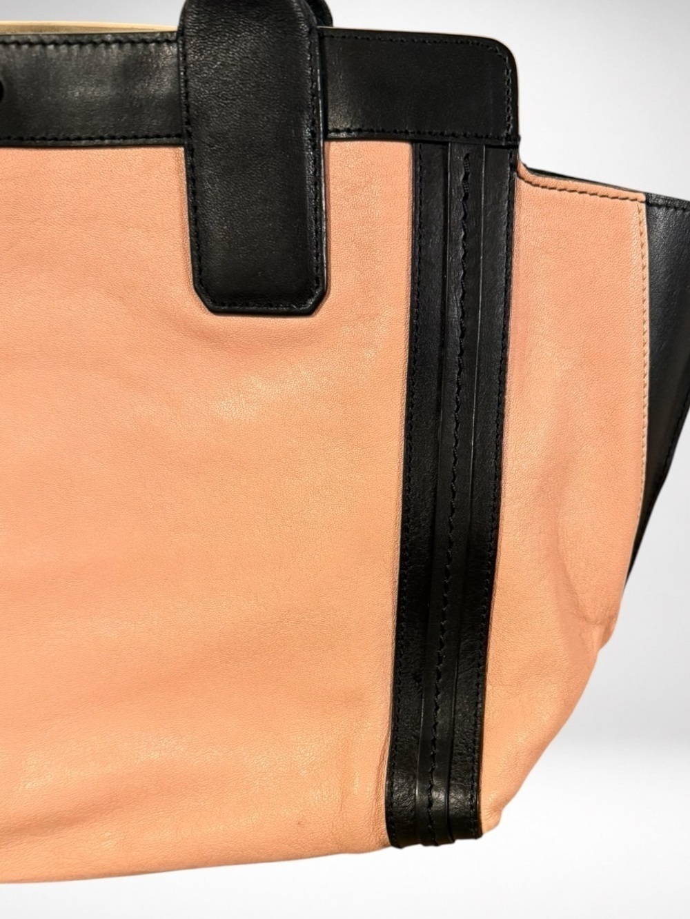 Chloé Alison Authentic East West Leather Tote Bag Blush Pink Black Shoulder Bag - Picture 7 of 15